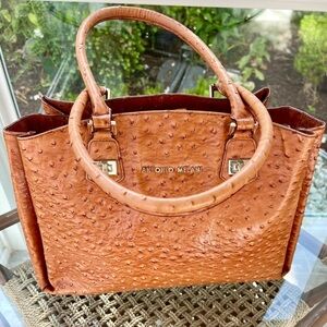 Antonio Melani leather satchel with an ostrich texture. a high-quality satchel.